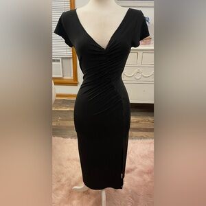 Sharagano Drop-Dead Sexy Asymmetrical Midi Black Dress, Vintage, Y2K, Small